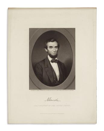 (PRINTS--1860 CAMPAIGN.) Sartain, Samuel, engraver; after Brown. Both states of Sartains early campaign portrait.